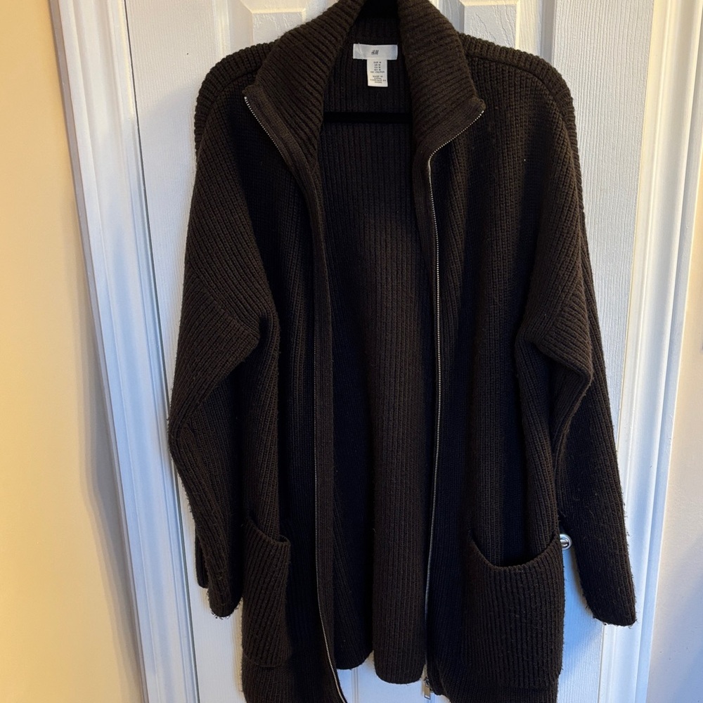 H&M Dark Brown Open Front Cardigan